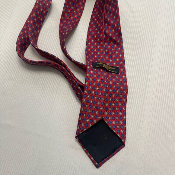 Brooks Brothers Makers Red Blue Silk Floral Geometric Tie Necktie - Picture 5 of 6